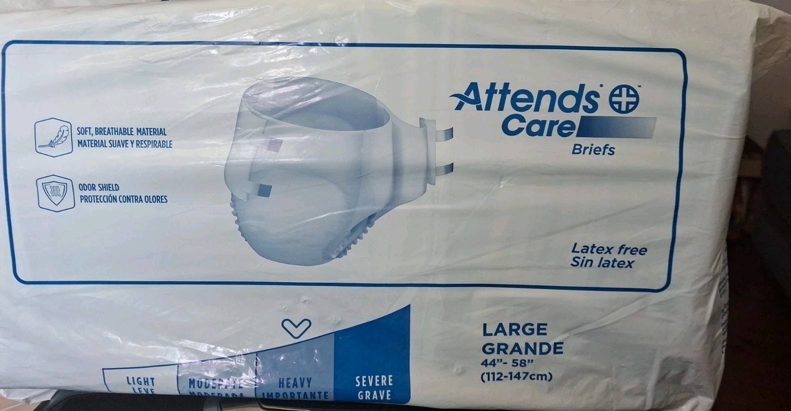 Attends Care Heavy Size Large Adult Diapers Pack Of 24 Breathable Briefs