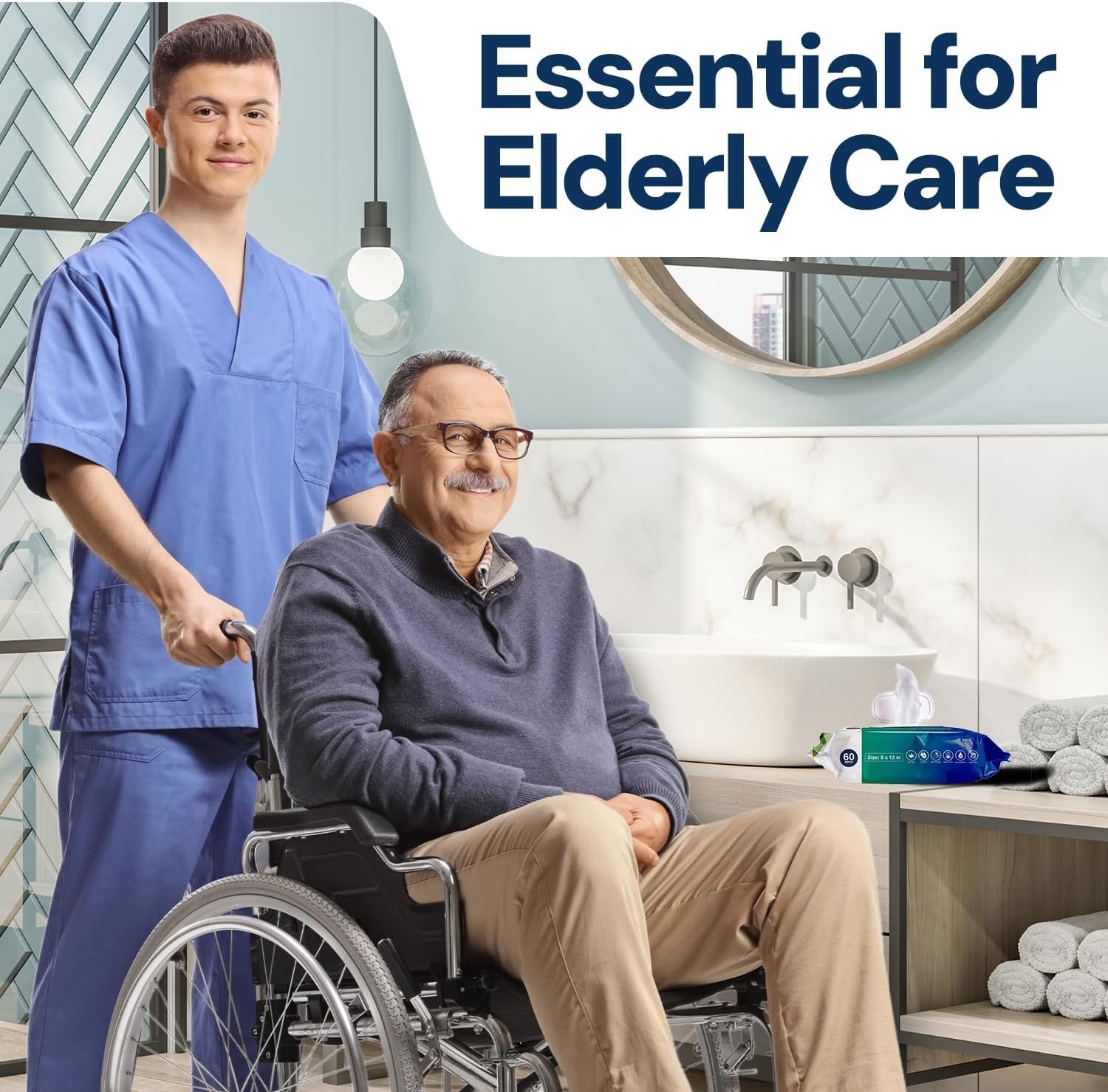 Adult Wipes For Elderly – 8″x13″ Extra Large & Soft Wet Wipes for Adults Bath..,