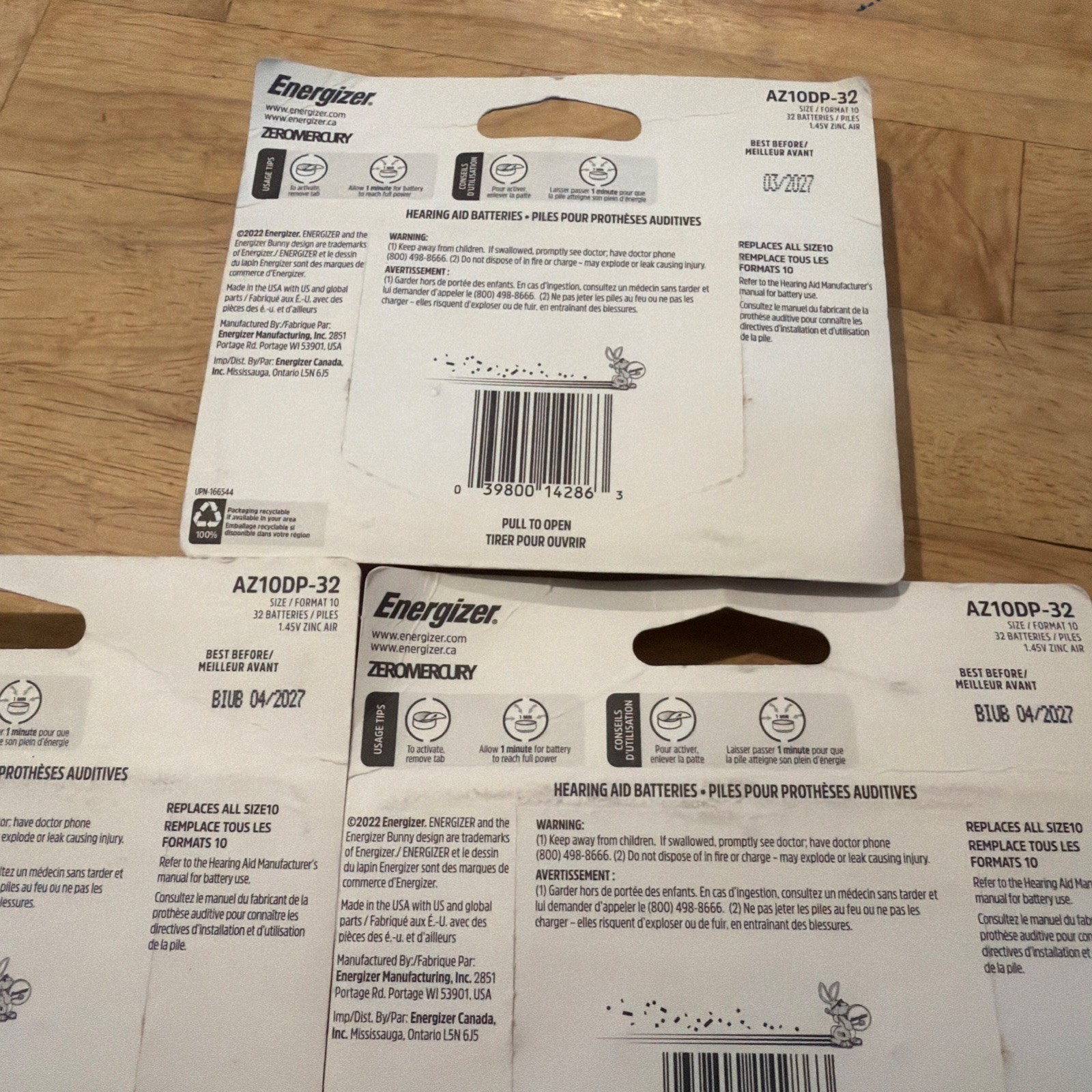 96 Energizer Size 10 Zinc Air Hearing Aid Batteries AZ10DP-32 EXP 03/2027