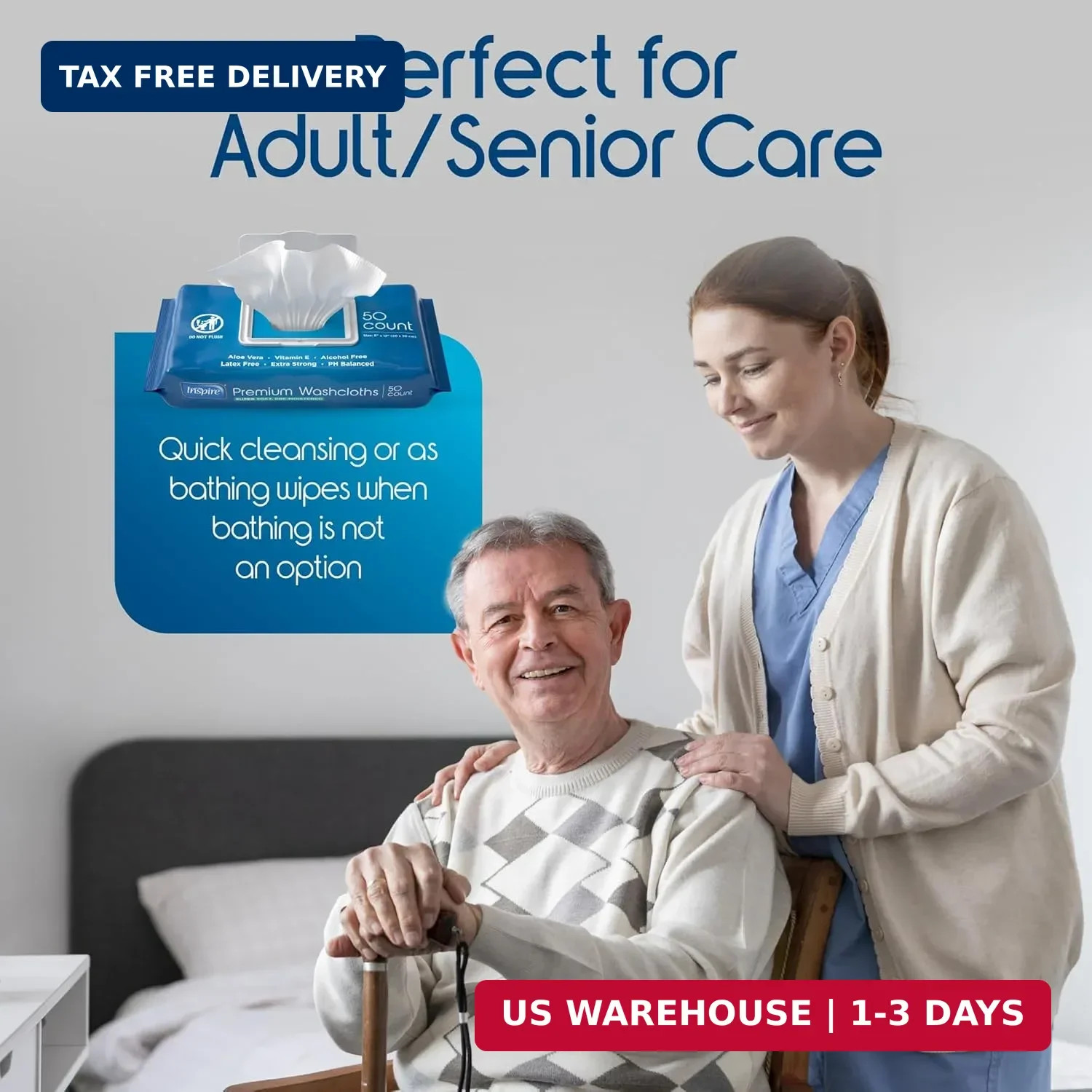 Inspire Adult Wet Wipes, Wash Cloths | Adult Wipes for Incontinence & Cleansing