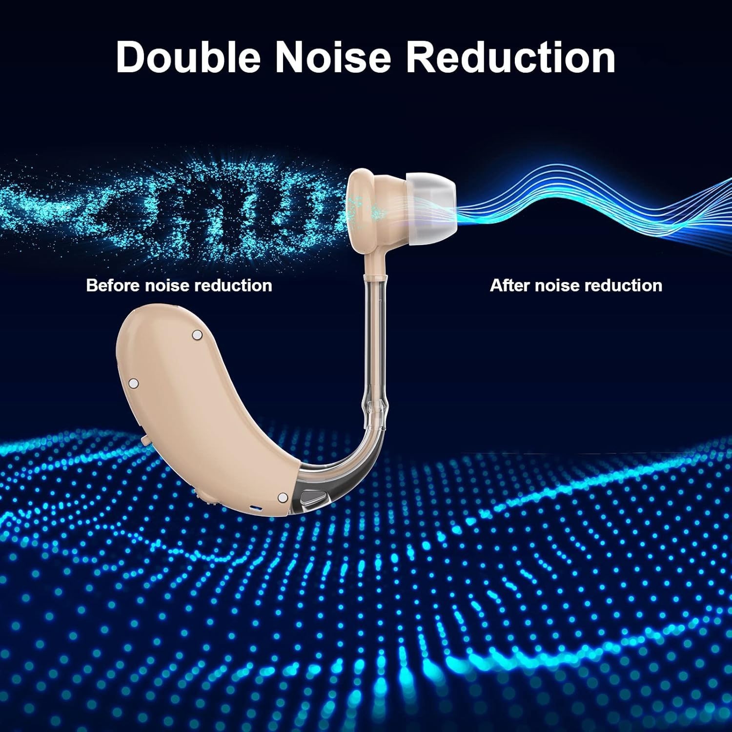 In-Ear Rechargeable Hearing Amplifier with Active Noise Cancellation for Adults