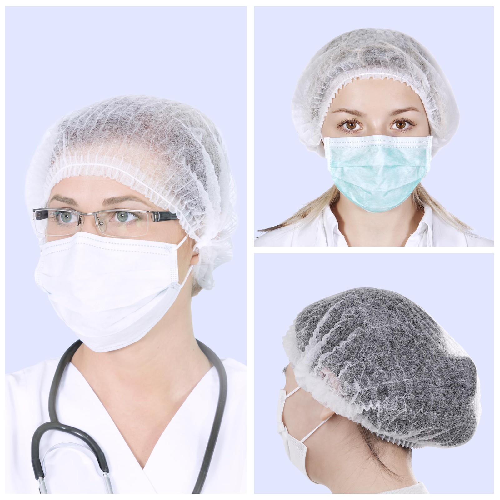 120 Pcs Disposable Bouffant Caps, 21″ Hair Nets for Men and Women White