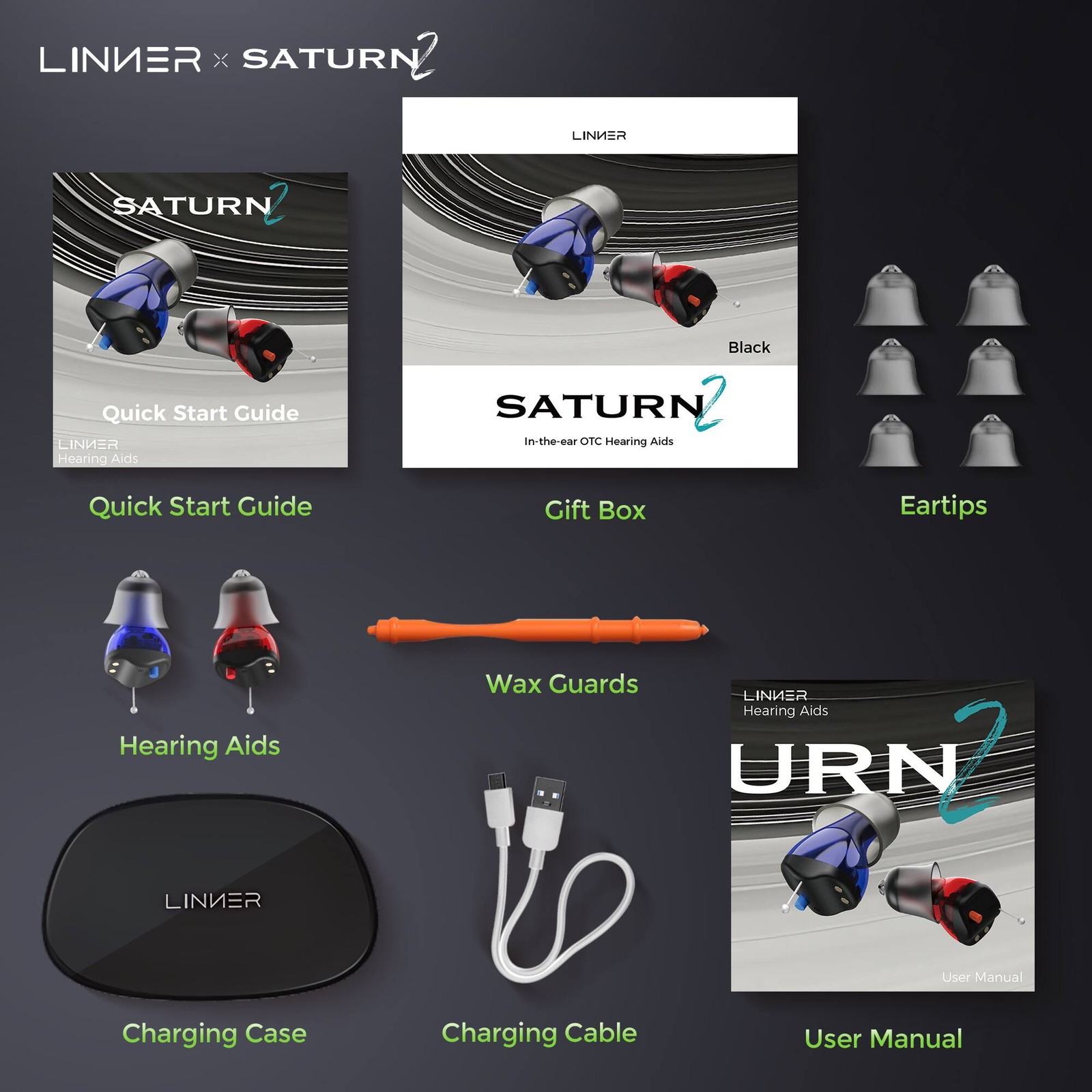 LINNER – Saturn 2 OTC Rechargeable Hearing Aids for Seniors, Discreet & Noise…