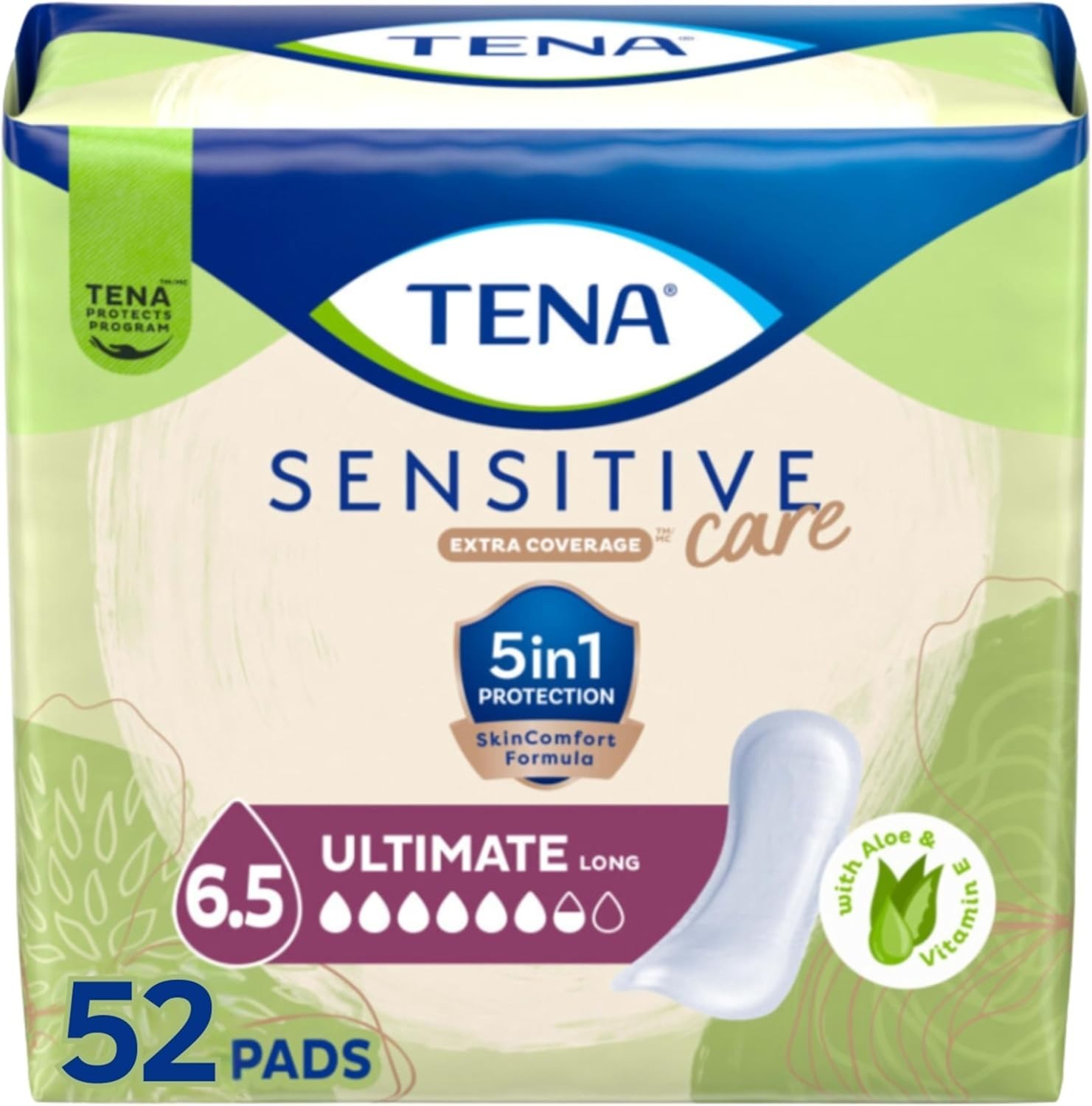 Extra Heavy Long Incontinence Pads for Women – 30% More Coverage, 52 Count
