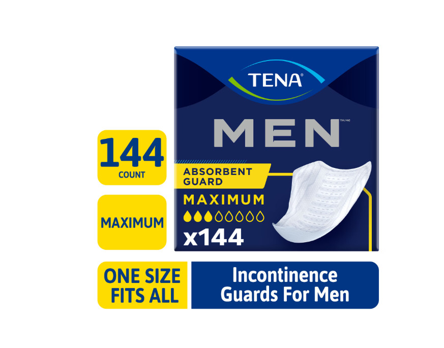TENA Incontinence Guards for Men, Maximum, 144 Count