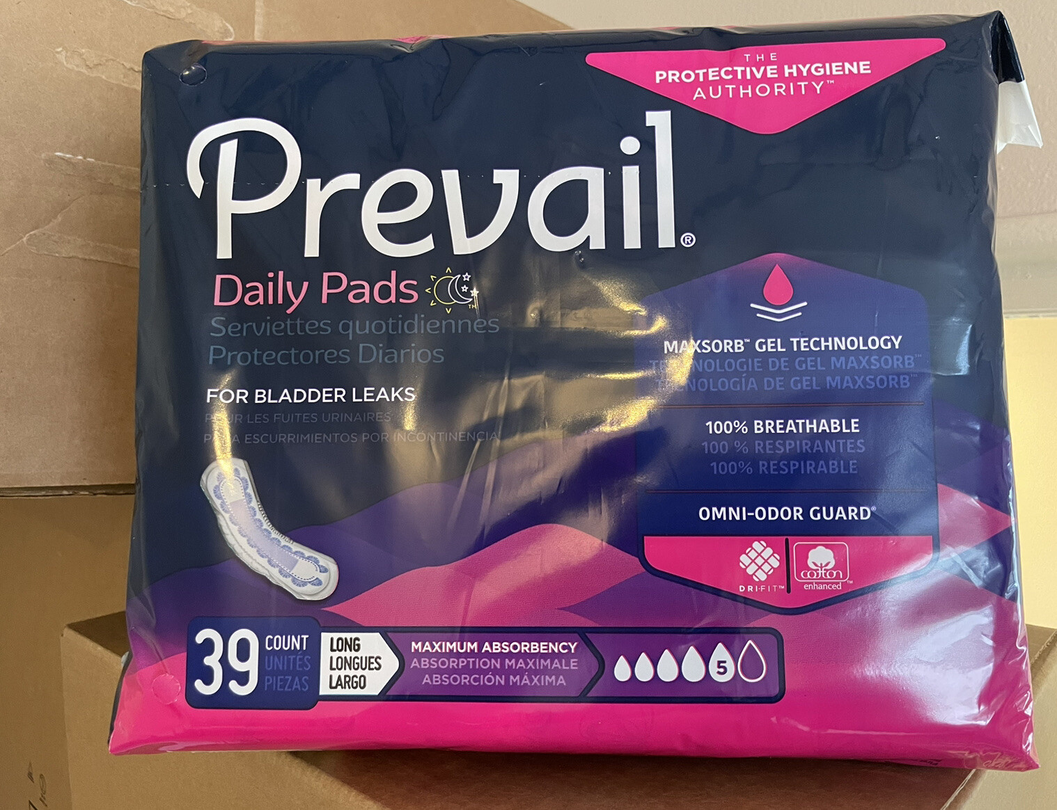 Prevail Bladder Control Pad 13” Length, Maximum, Long – Bag of 39 New Sealed