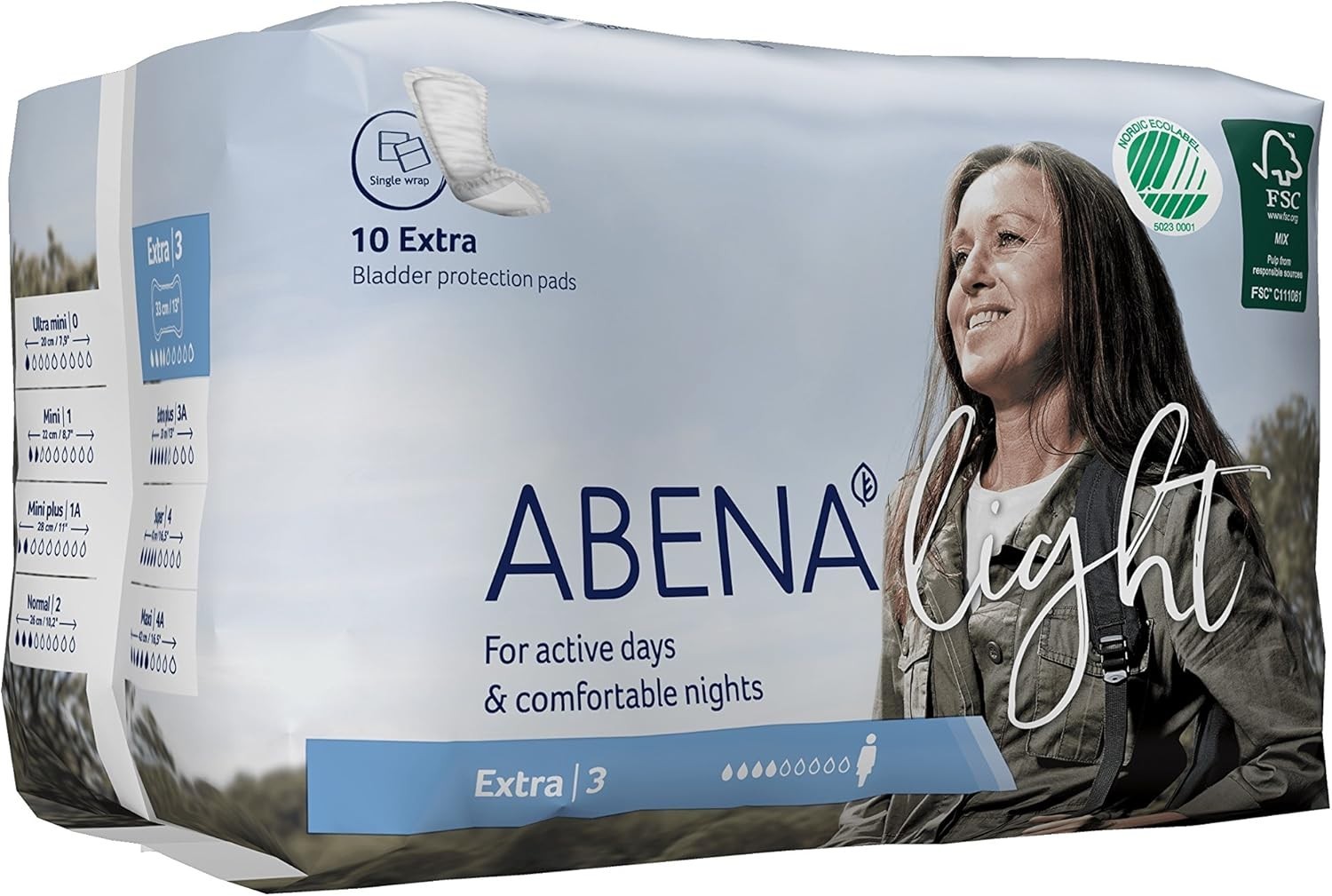 Light Incontinence Pads, Sizes 0 To 4A Size 3, 10 Count