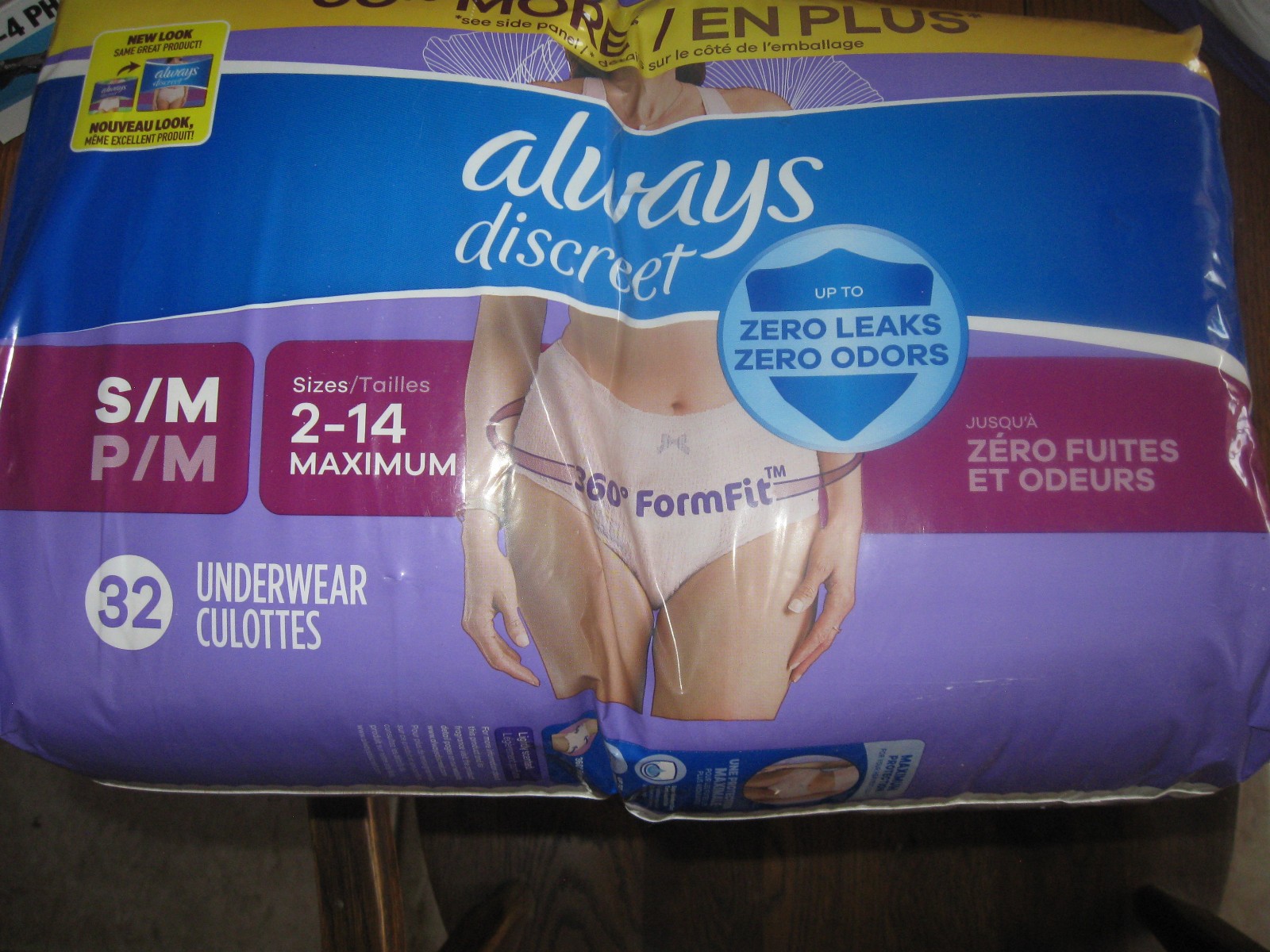Always Discreet Diaper Underwear size 2-14 Maximum Small Medium , 32 ct.