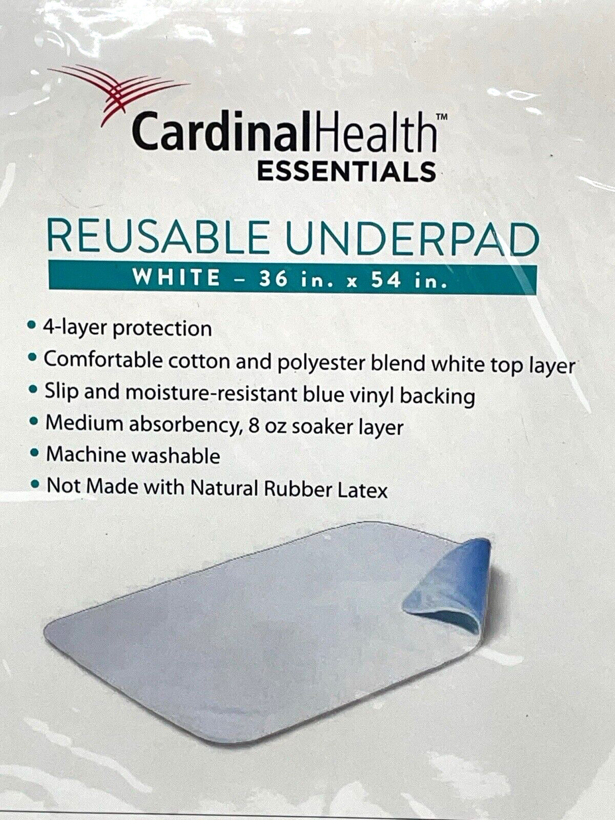 Cardinal Health Essentials Reusable Underpad Size 36″ X 54″ Cotton Poly Blend
