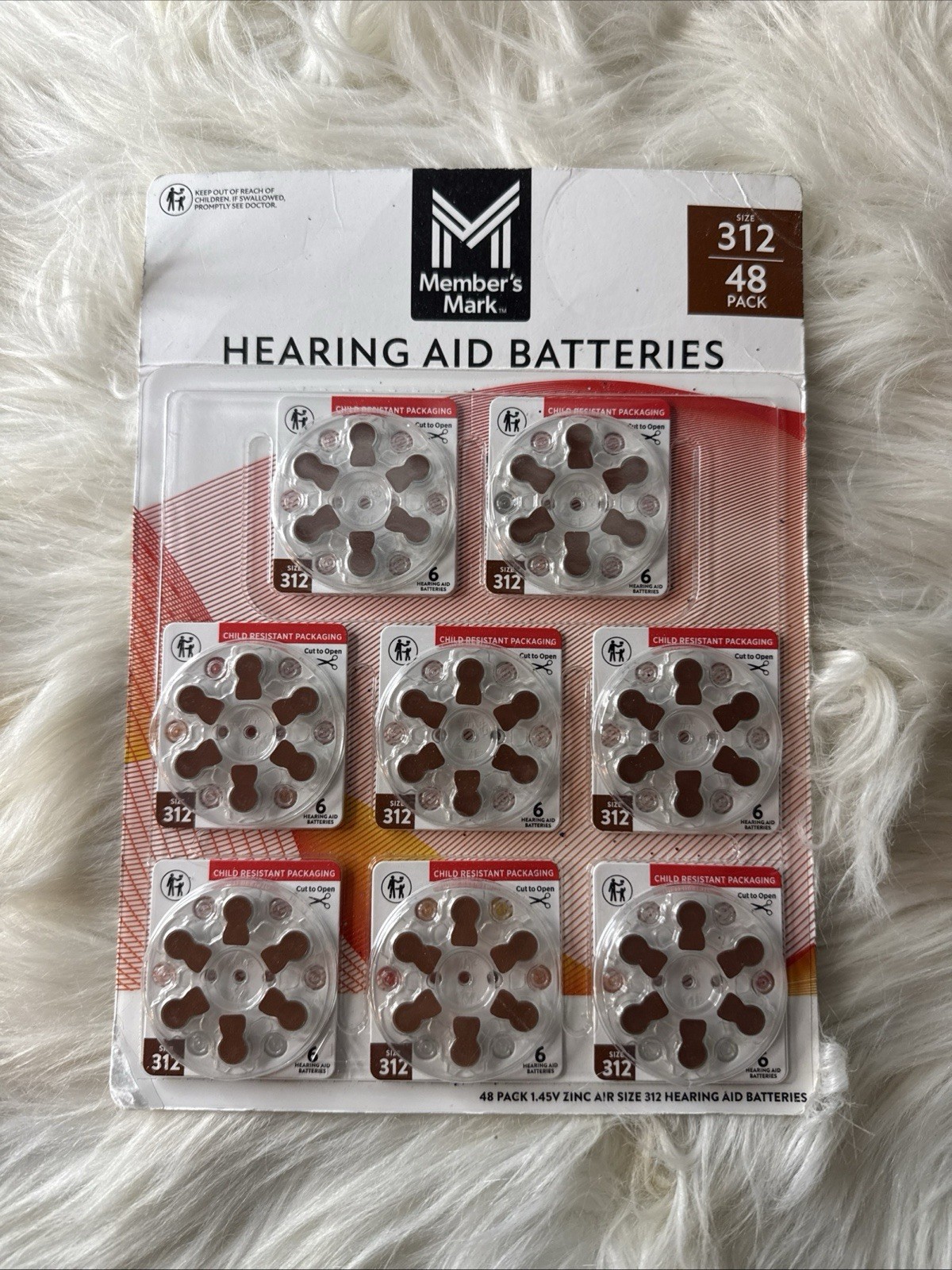 8 Round Pack Lot 48 Hearing Aid Batteries Size 312 Brown Tab exp: 06/2028