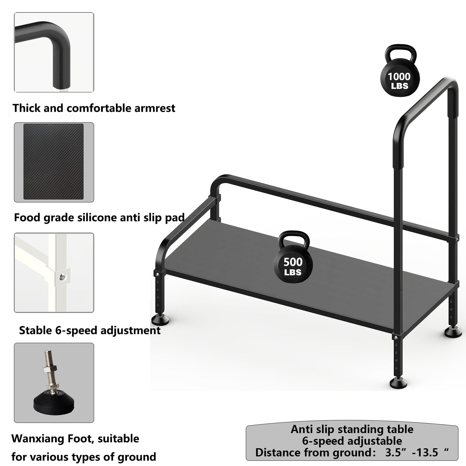 Seniors Assist Step Stool with Support Handrail, Non-Slip Platform, Height Ad…