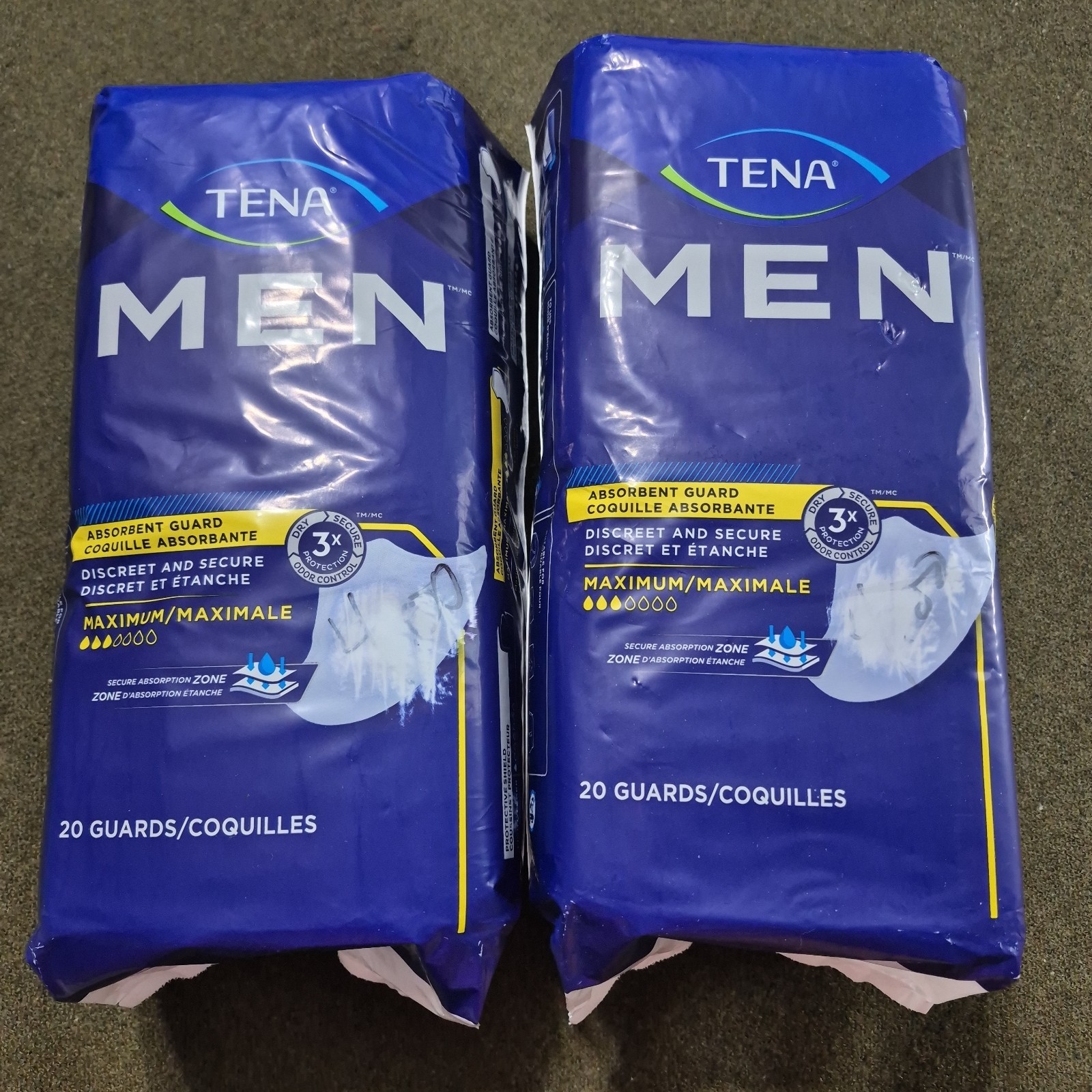 Tena Men Maximum Absorbency Incontinence Protective Guard Pad 2 Pack – 20 Each