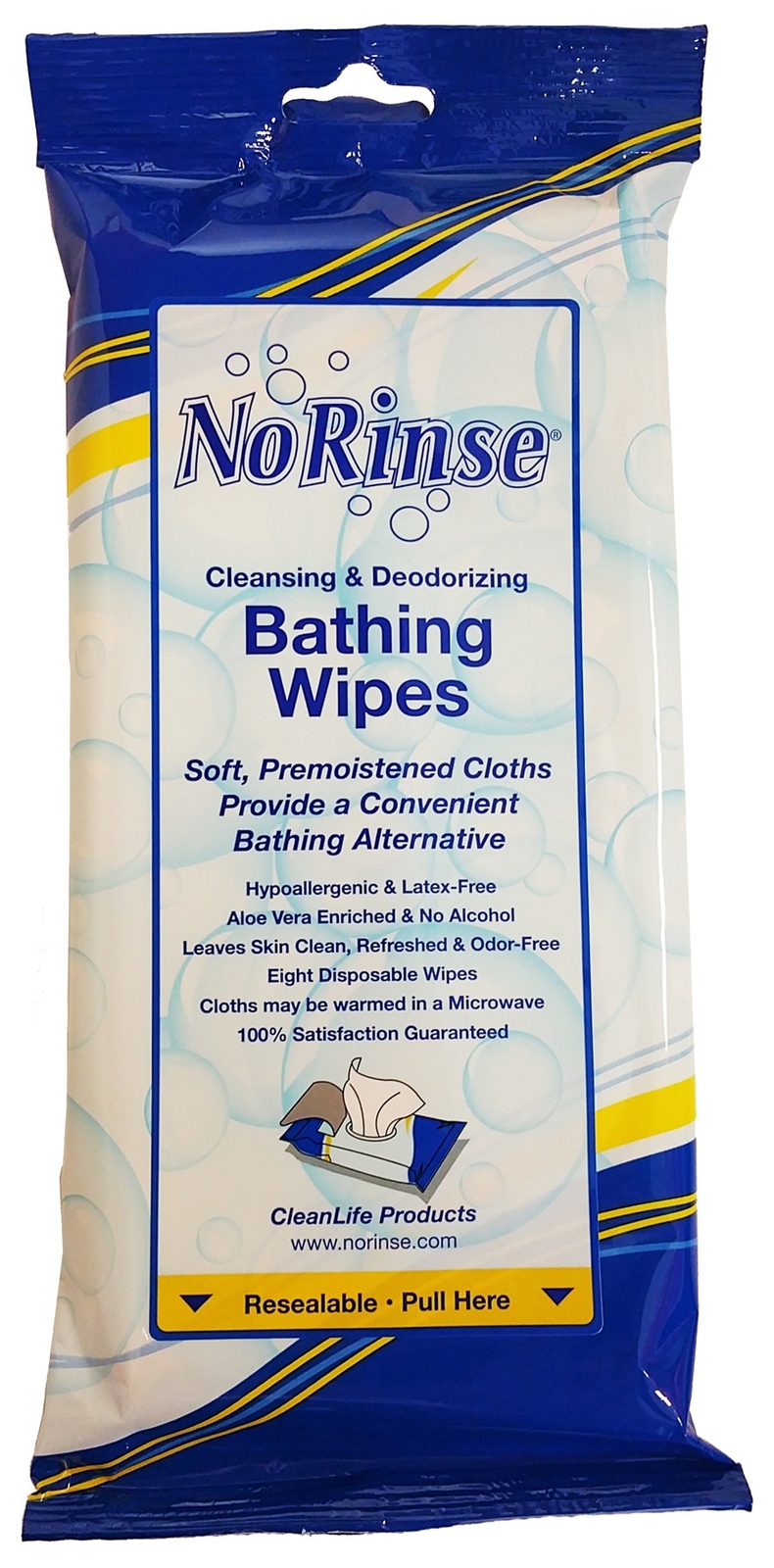 CleanLife No Rinse Bath Wipe or Washcloth 8 x 8″ 01000 24 Packs 192 Wipes