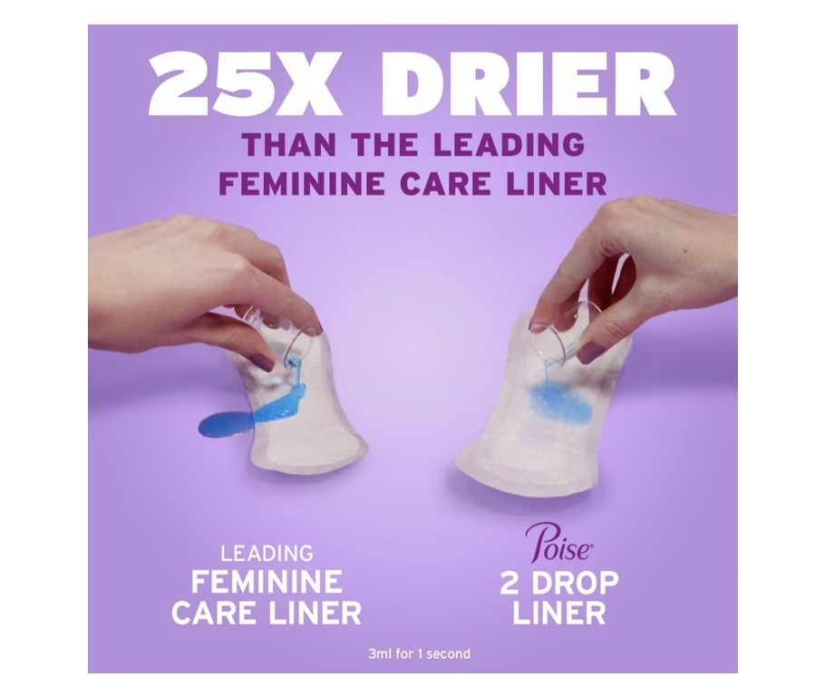 Poise Daily Incontinence Liners, Size 2, Regular Length Very Light, 126 ct
