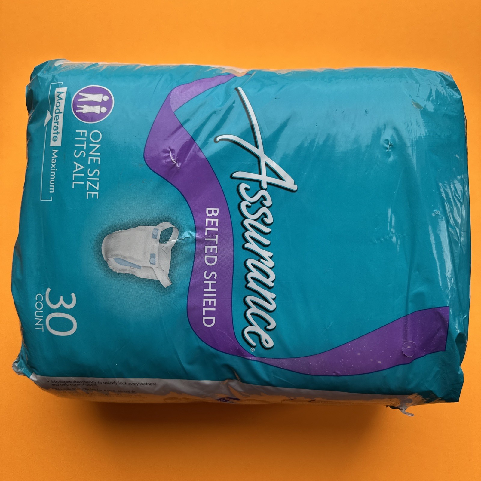 Assurance Unisex Incontinence Belted Shield, Moderate Absorbency (30 Count)