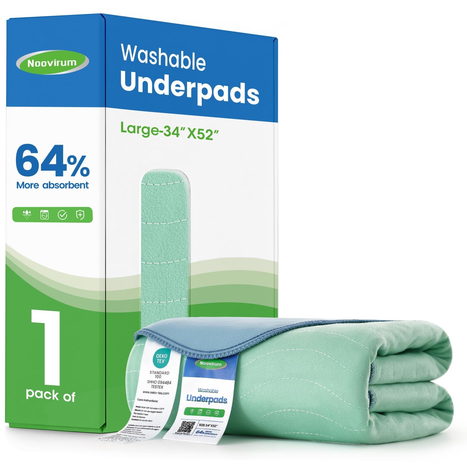 1 Pack Washable Waterproof Protective Underpad Bed Wetting Mat 34×52 In