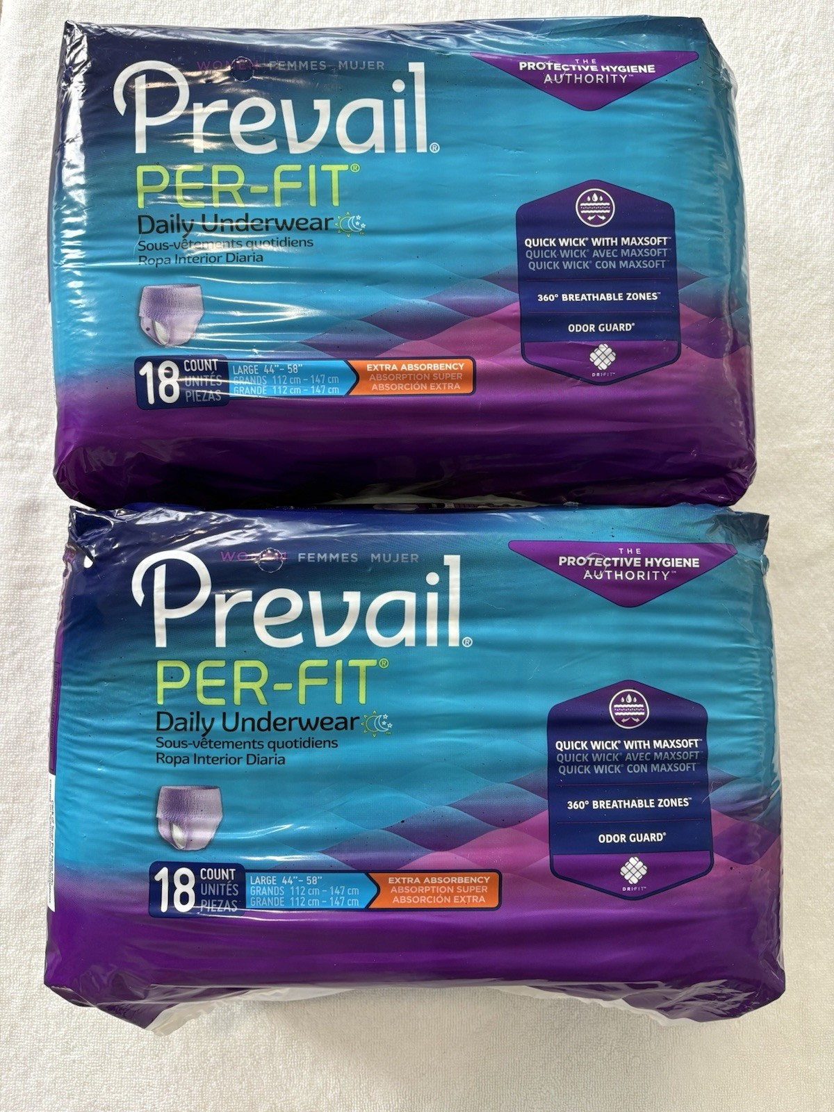 Prevail Adult Underwear for Women, Size Large,18 Diapers (2 Packages Available)