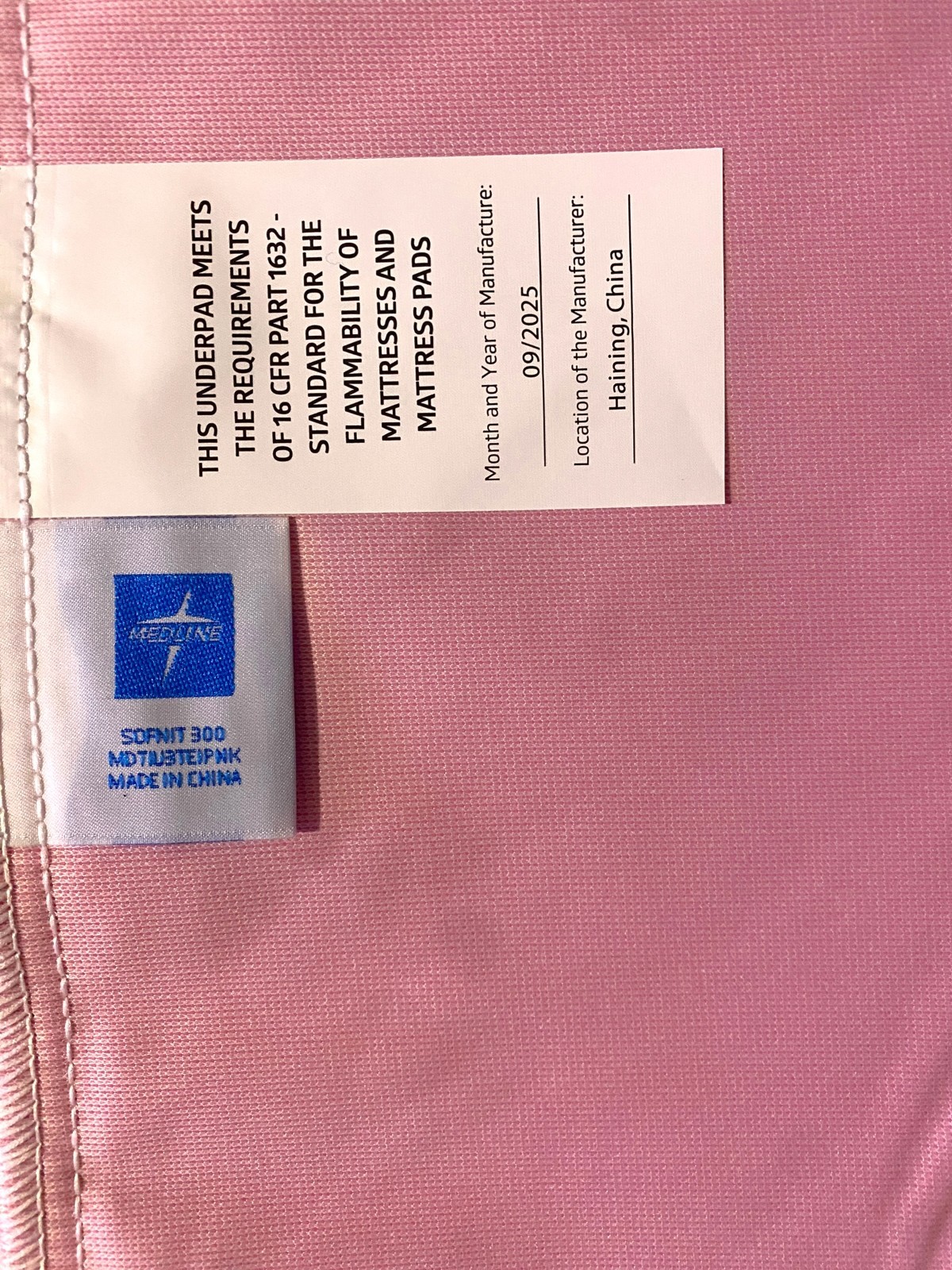 Medline Pink Reusable Underpad Mattress Washable Incontinence Bed Pad 46×33.5