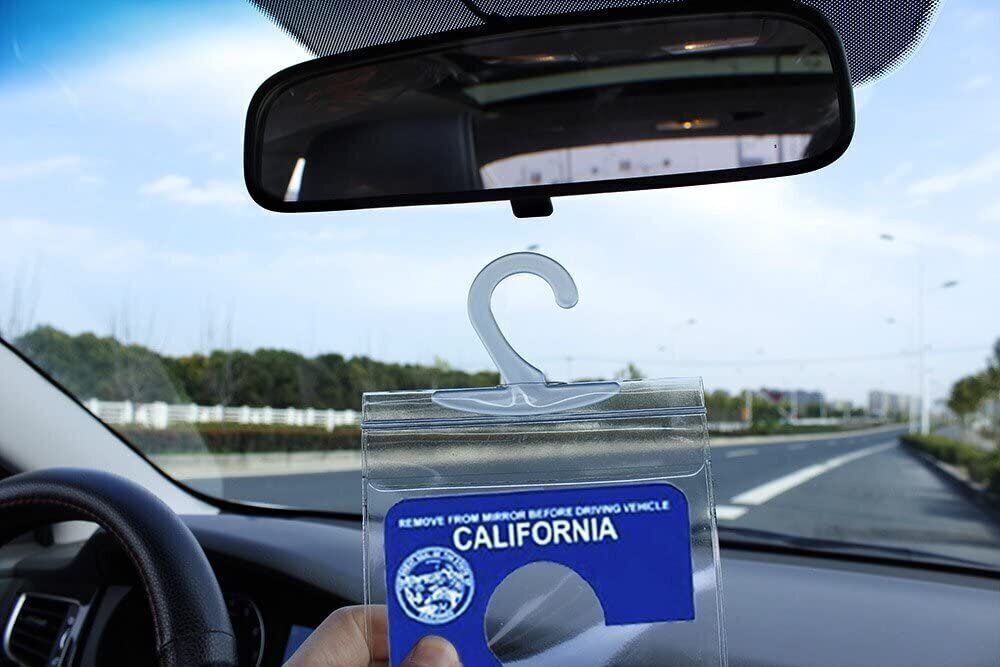 Handicap Placard Holder Disabled Parking Permit Protector Mirror Tag Sleeve Hang