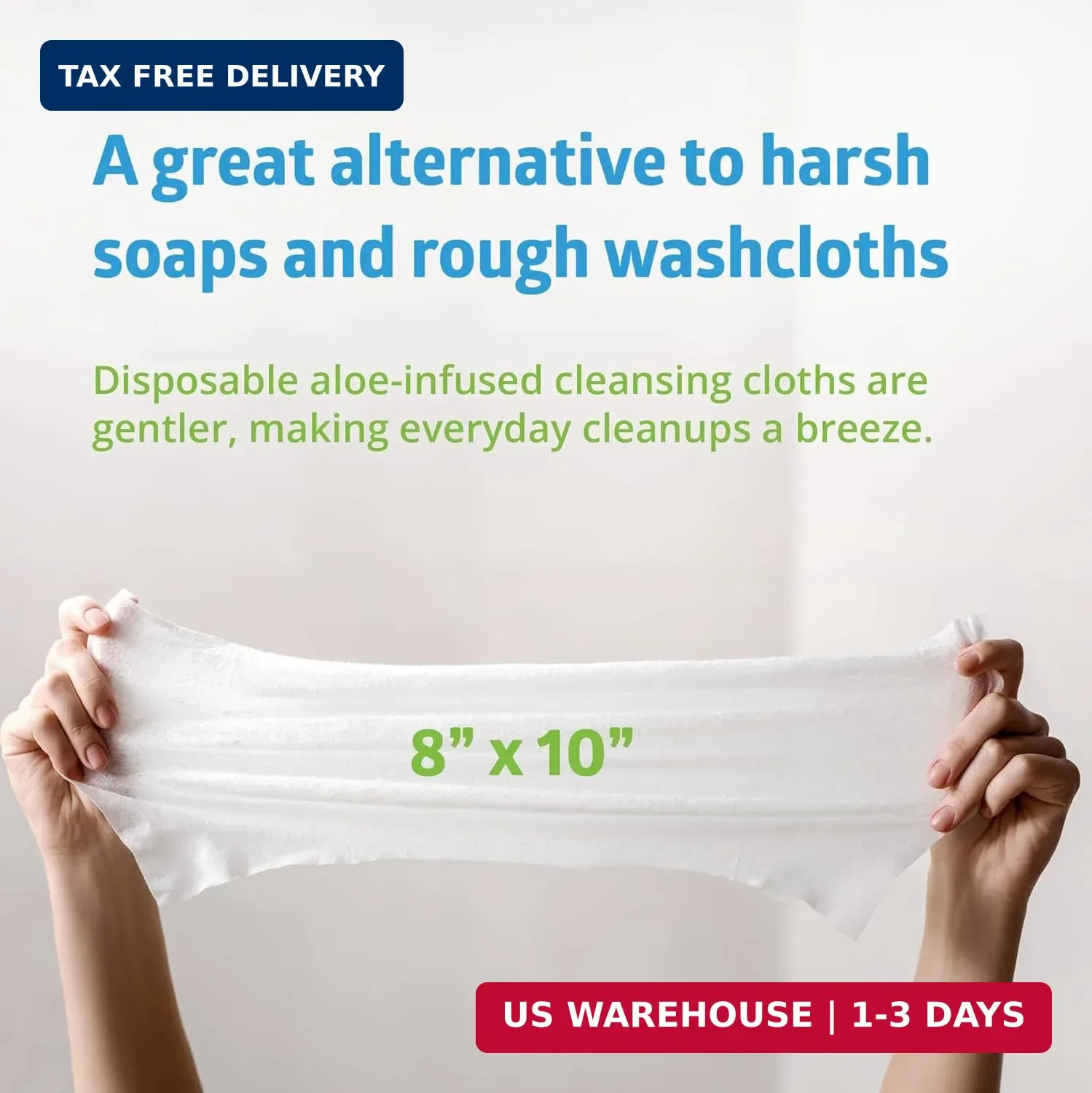 Medline FitRight Aloe Personal Cleansing Cloth Wipes, Scented, 576 Count, 8 x 10