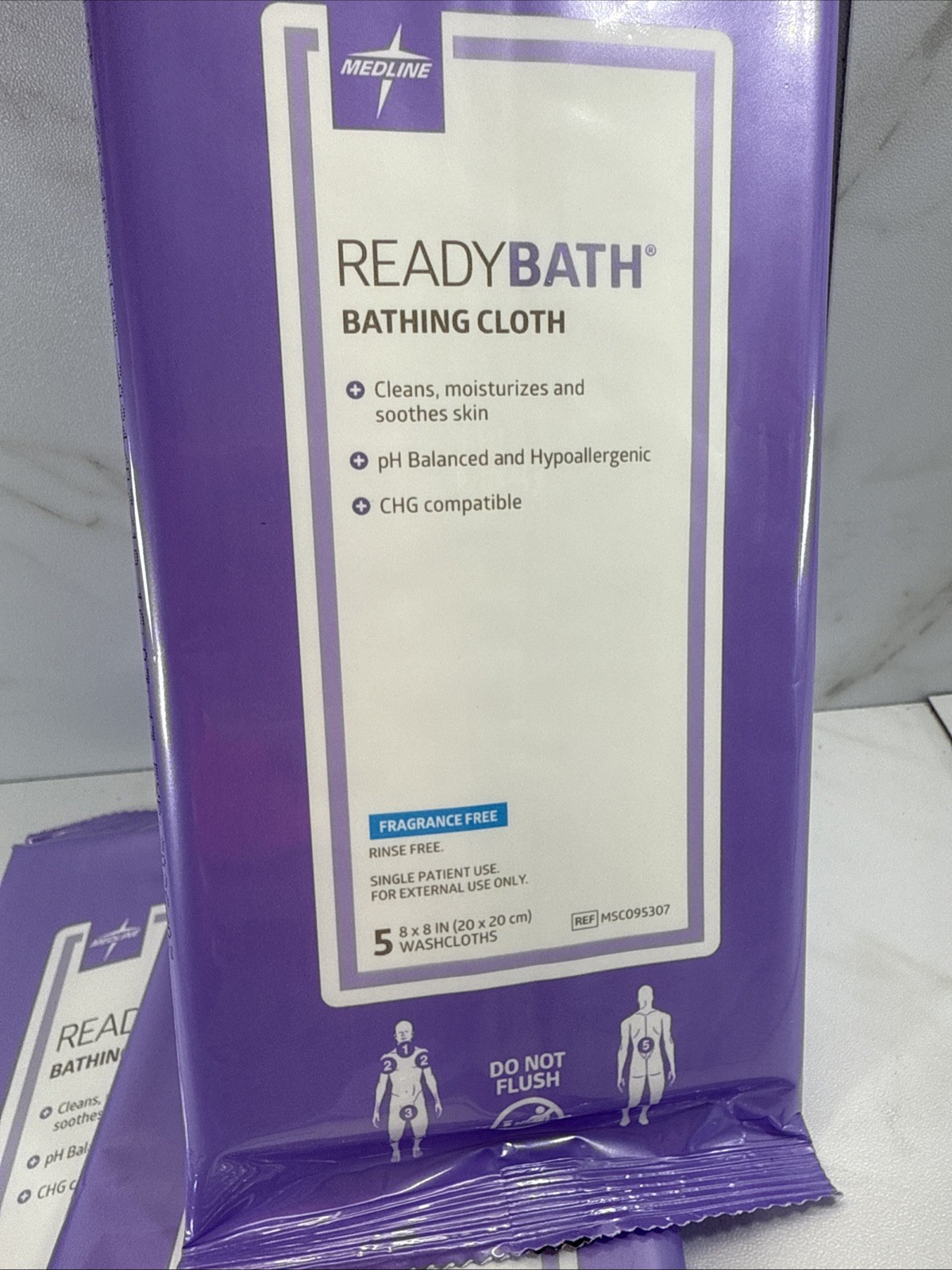 Lot of 3✨MEDLINE✨ReadyBath Bathing Cloth Body Cleansing 5 Cloth Wipes✨PH BALANCE