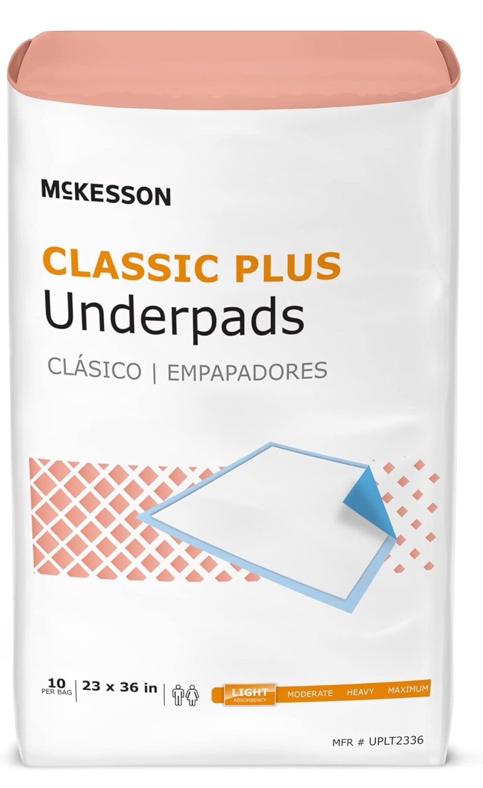 10 McKesson Disposable Adult Bed, Urinary Incontinence Underpads 23×36 in