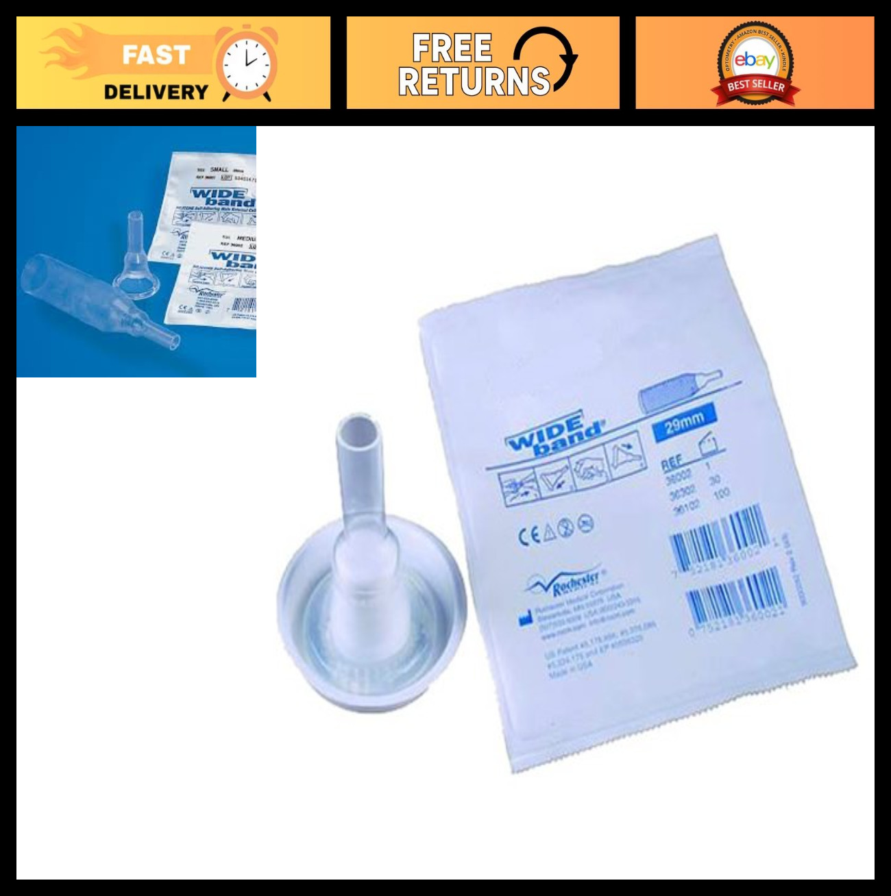10 Pack Medium External Catheters 29mm, Extra Adhesive, Wideband, Comfort Fit
