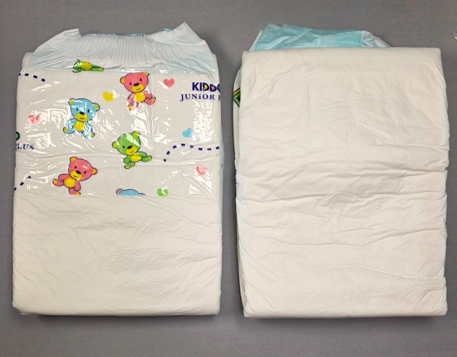 2-Pack of Kiddo Junior Maxi Plus 4-Tape Plastic Backed ABDL Holds 9,000ml Size L