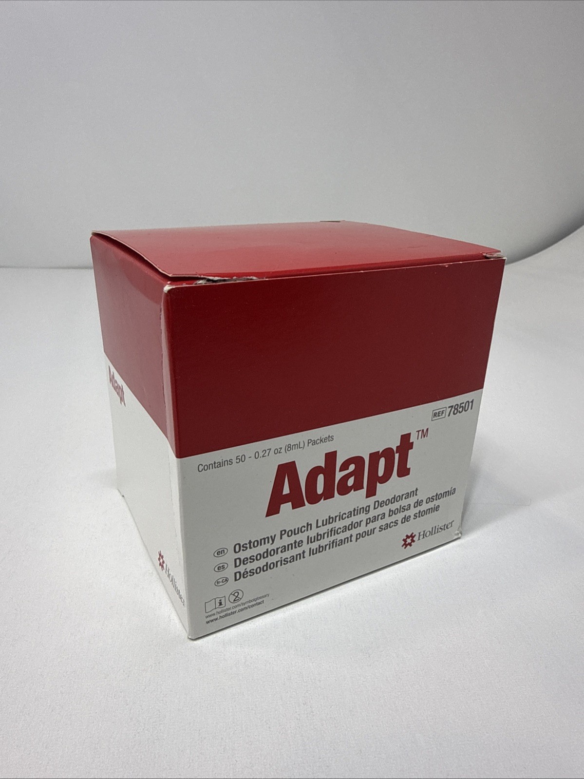 Box of 50 – Hollister 78501 Adapt Ostomy Pouch Lubricating Deodorant Exp 04/2028