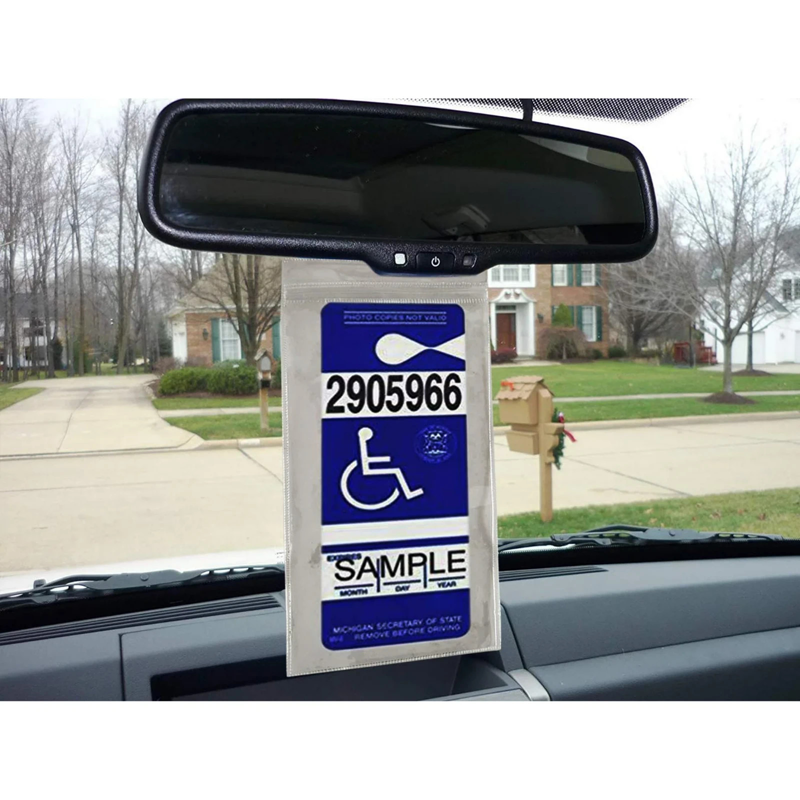 2x Handicap Parking Permit Placard Protector Cover Hanger Car Holder Hang Sleeve