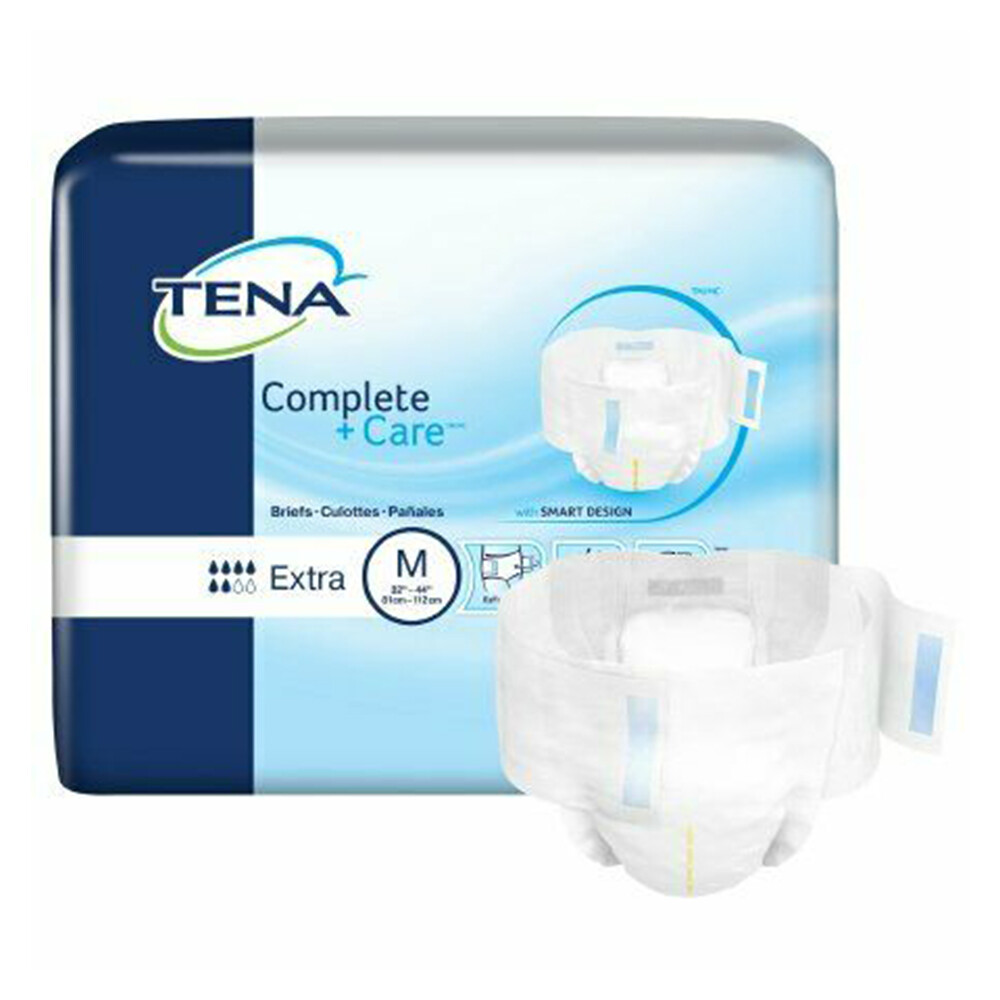 Tena Brief Complete + Care Tab Closure Briefs, Moderate Absorbency, Case of 72