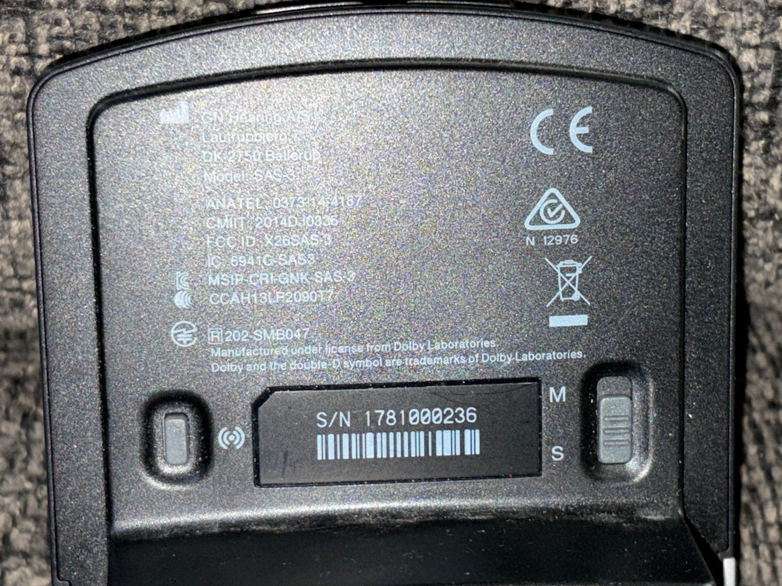 GN Hearing A/S Resound Unite TV Streamer ONLY 2 SAS-3 2nd Gen Dolby Digital