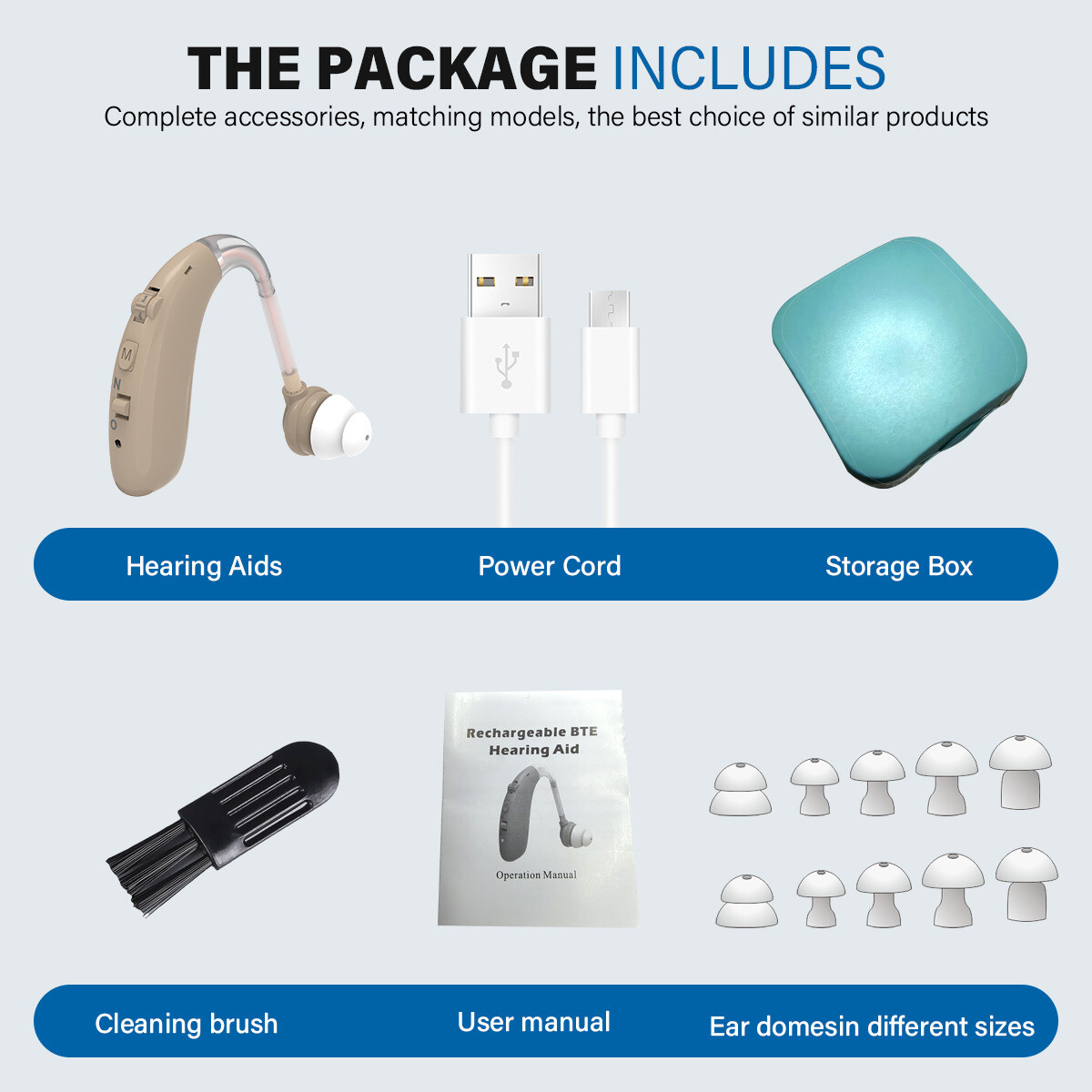 1Pc/1Pair Rechargeable Digital Hearing Aids Sound Voice Amplifier Behind The Ear