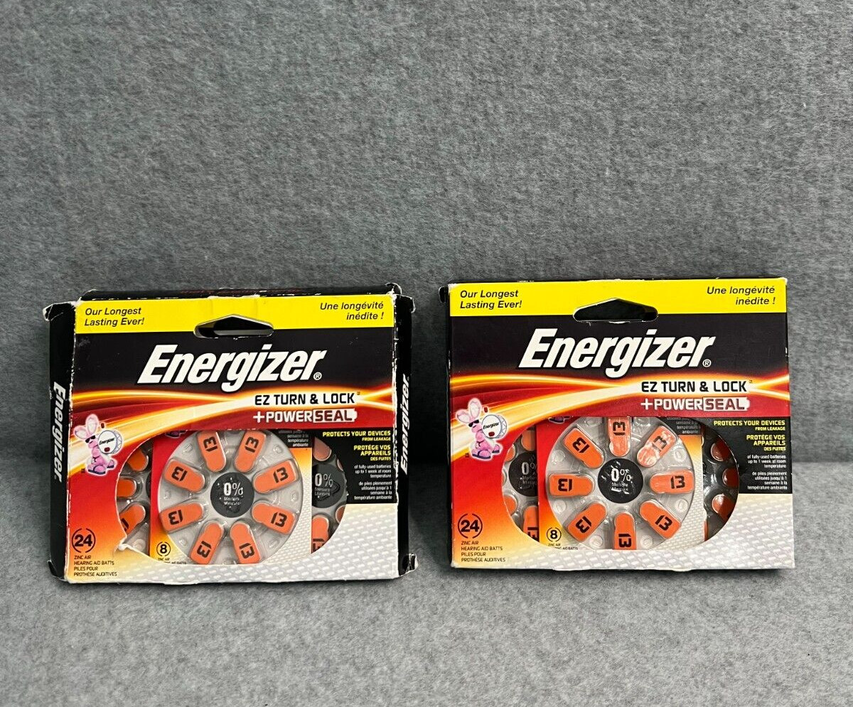 Lot of 2 Energizer EZ Turn & Lock Size 13 Hearing Aid Batteries, 24-Pack 07/2021