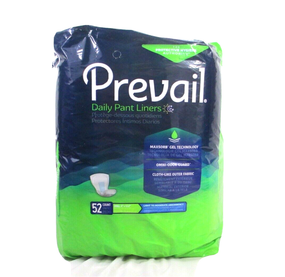 ADULT DAILY PANT LINERS SMALL 6″ x 12.4″ (16cm x 31cm) 52 count Prevail