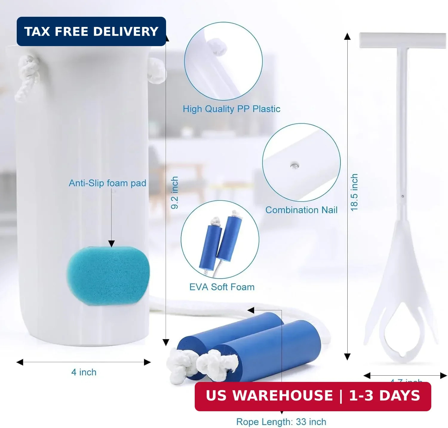 Jellas Sock Aid Kit, Flexible Sock Aid Device with Long Rope – Sock Puller aid E