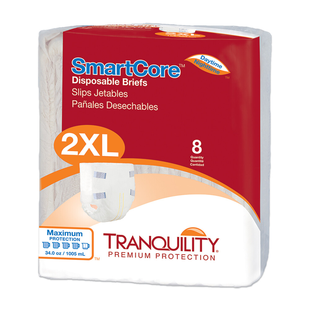SmartCore Adult Incontinent Brief 2X-Large 60-80in Heavy Absorbency – 8/Pack
