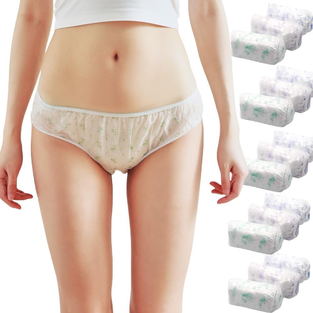 15/30pcs Disposable Floral Bikini Briefs – Hygienic Travel Underwear for Women