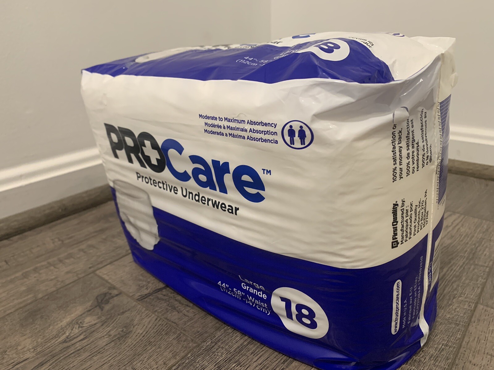 PROCARE Protective Underwear/Adult Diapers Large Waist 44″-58″ 18 Pairs
