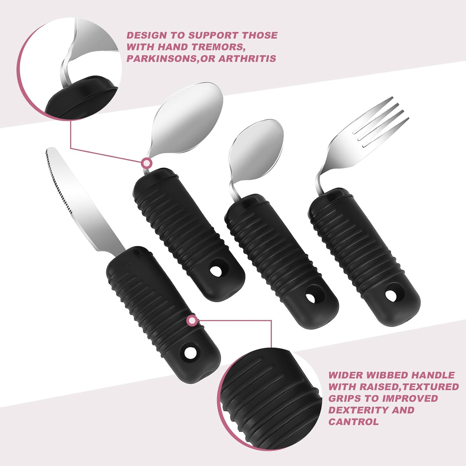 Adaptive Utensils Bendable Fork Teaspoon Tablespoon Knife Set for Elderly