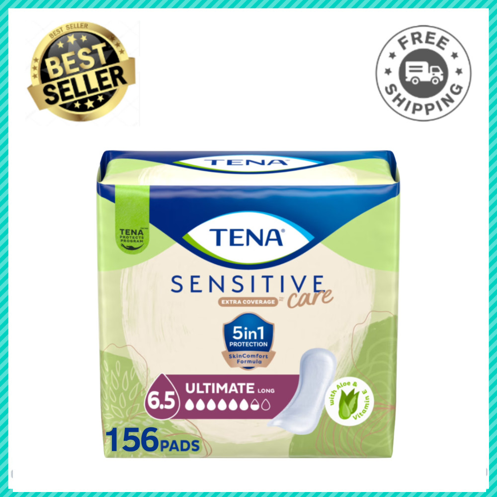 TENA Sensitive Care Extra Coverage Ultimate Incontinence Long Pads, 156 Count