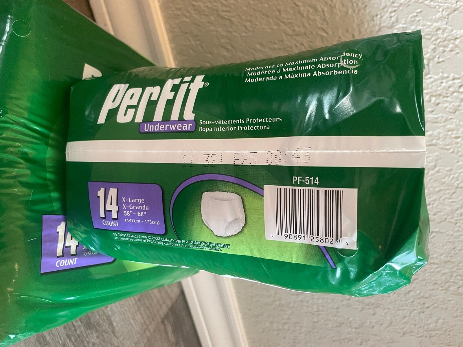 2 PACKS PerFit Underwear X-Large 58″-68″ Moderate to Maximum NEW 14 COUNT UNISEX