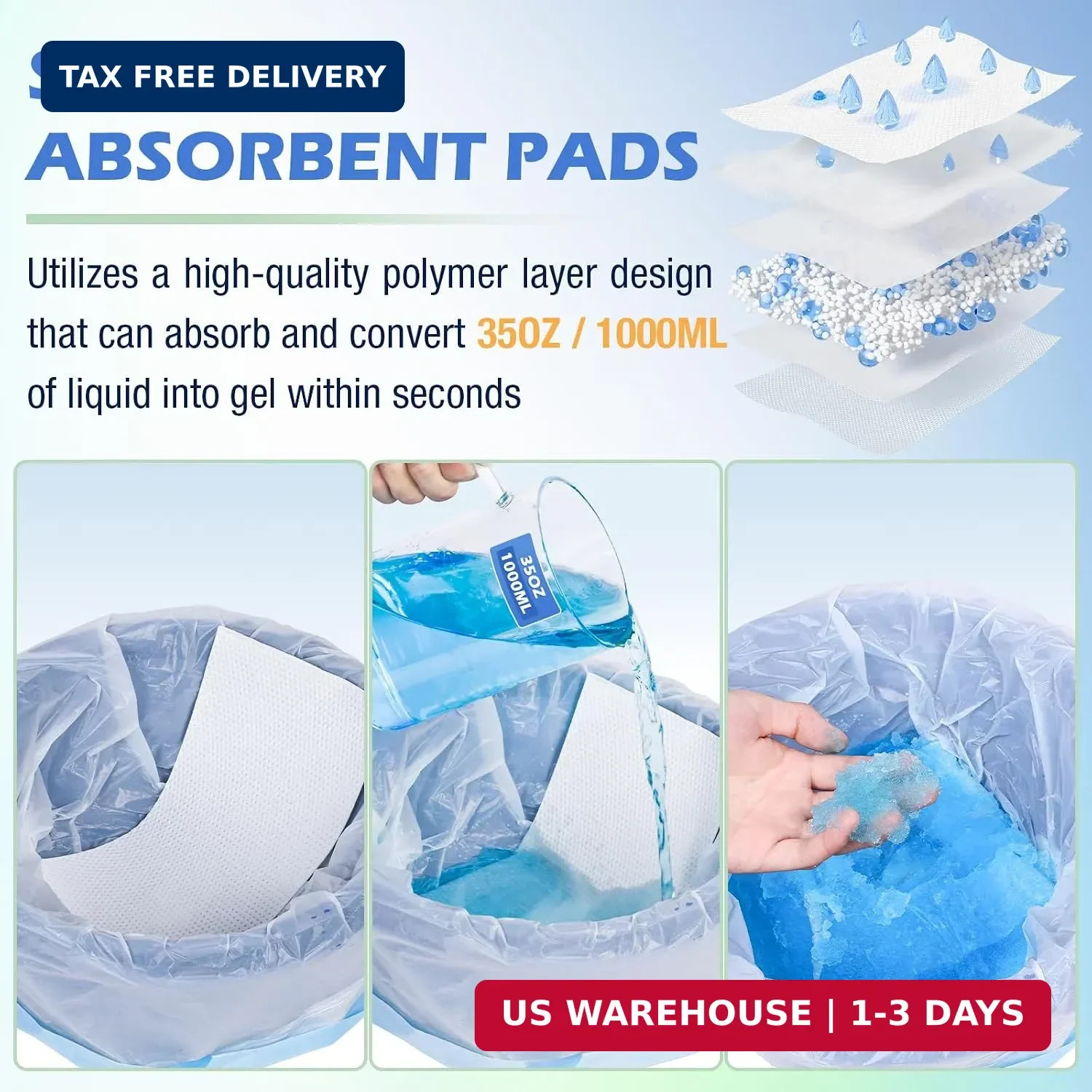 150 Pack Commode Liners with Absorbent Padsï¼Œ150 Disposable Commode Bags and 1
