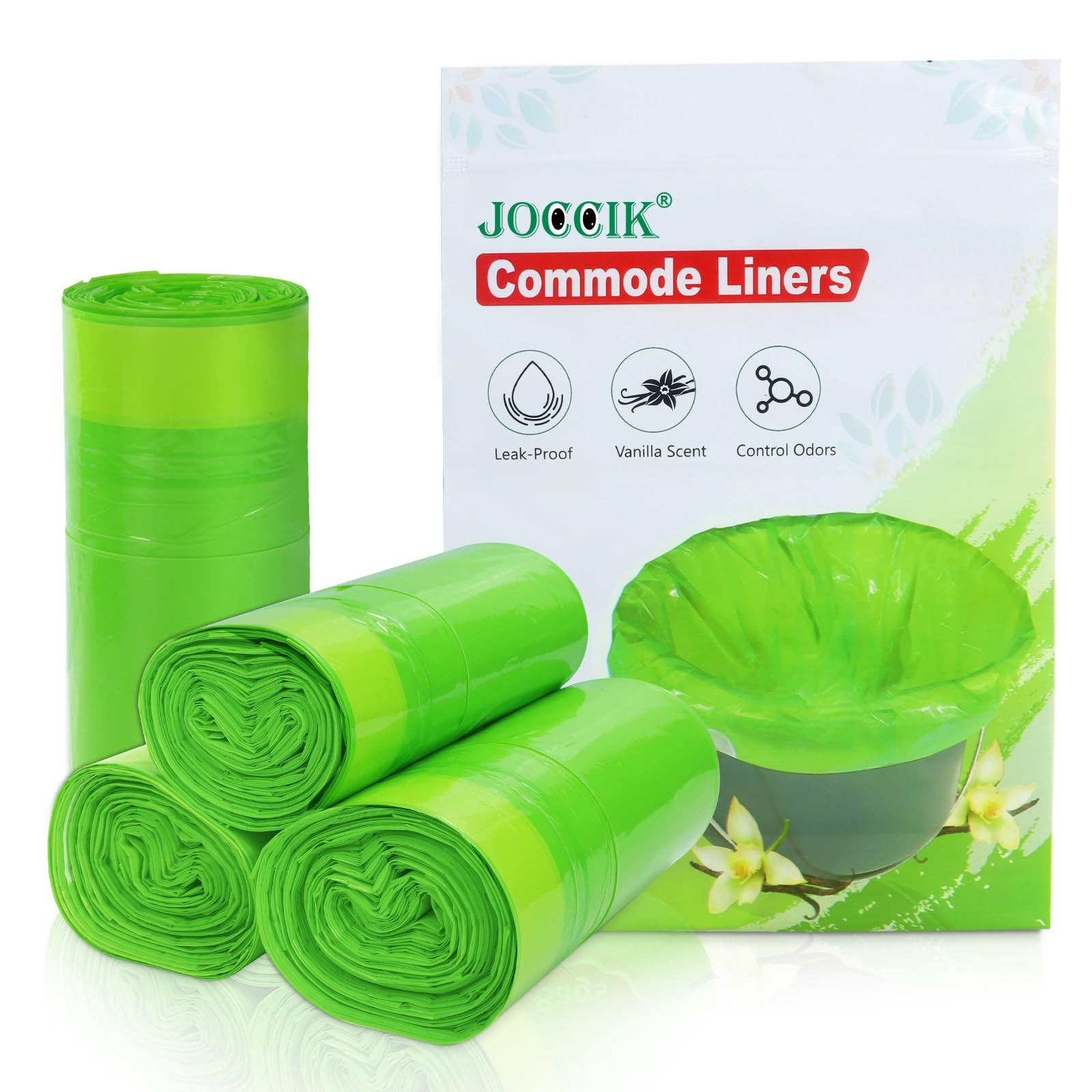 Commode Liners for Bedside Commode Vanilla Scented 100pcs Disposable Bags Uni…