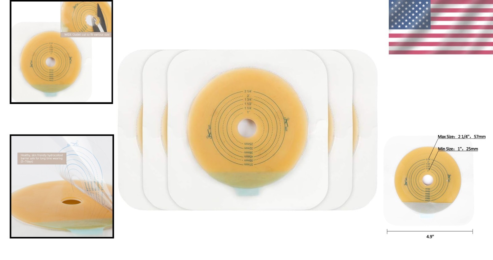 Hydrocolloid Adhesive Skin Barrier – 10 Pack, Non-Woven Comfort for Colostomy