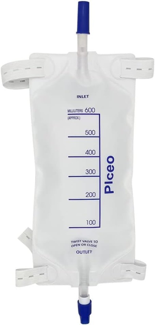 Pack of 3 Urinary Drainage Bags, 600ml with Anti-Reflux Valve and Cloth Straps