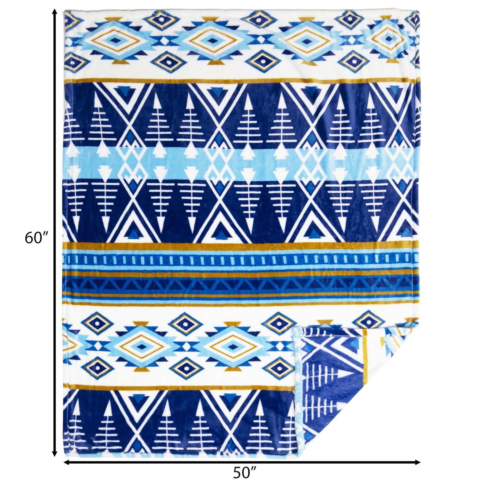 CARSTENS, INC. Travel Blanket, Premium Compact 50″ x 60″, Open Sky Blue Aztec