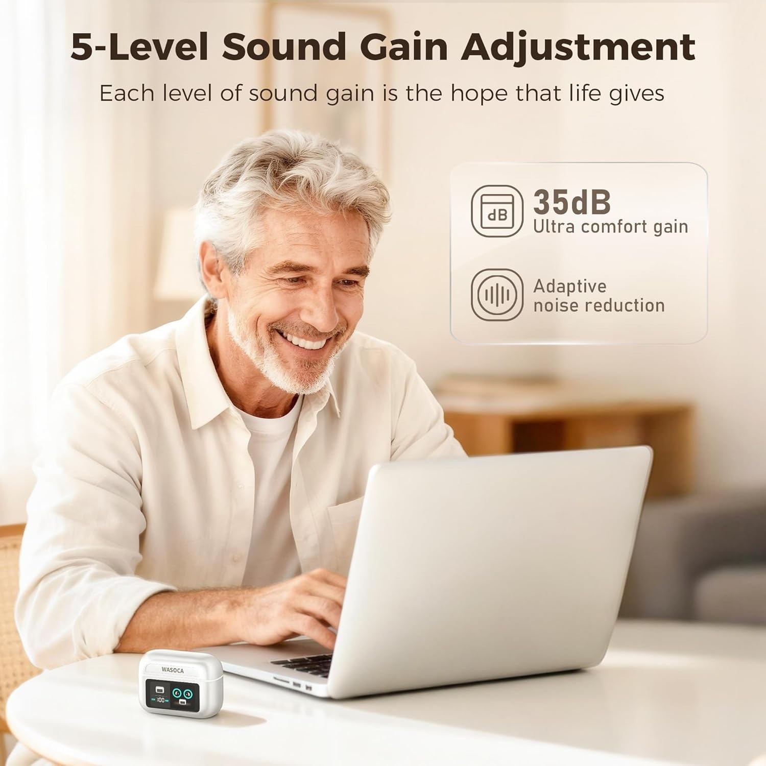 Rechargeable Bluetooth Hearing Aids for Seniors LED Noise Cancelling