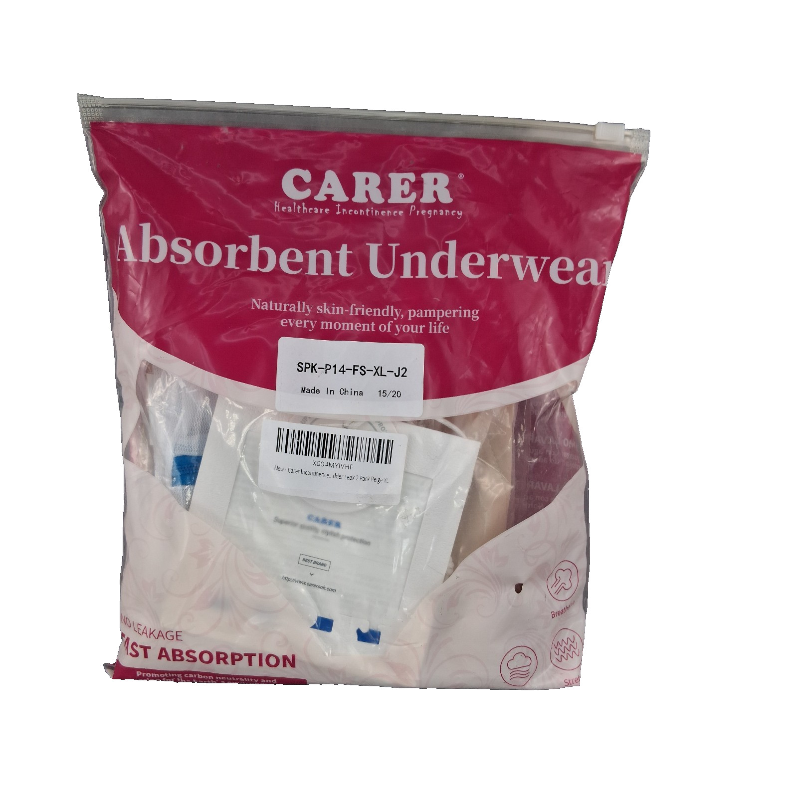 Carer Incontinence Underwear Women’s 150ml High Absorbent Leak Proof Size XL