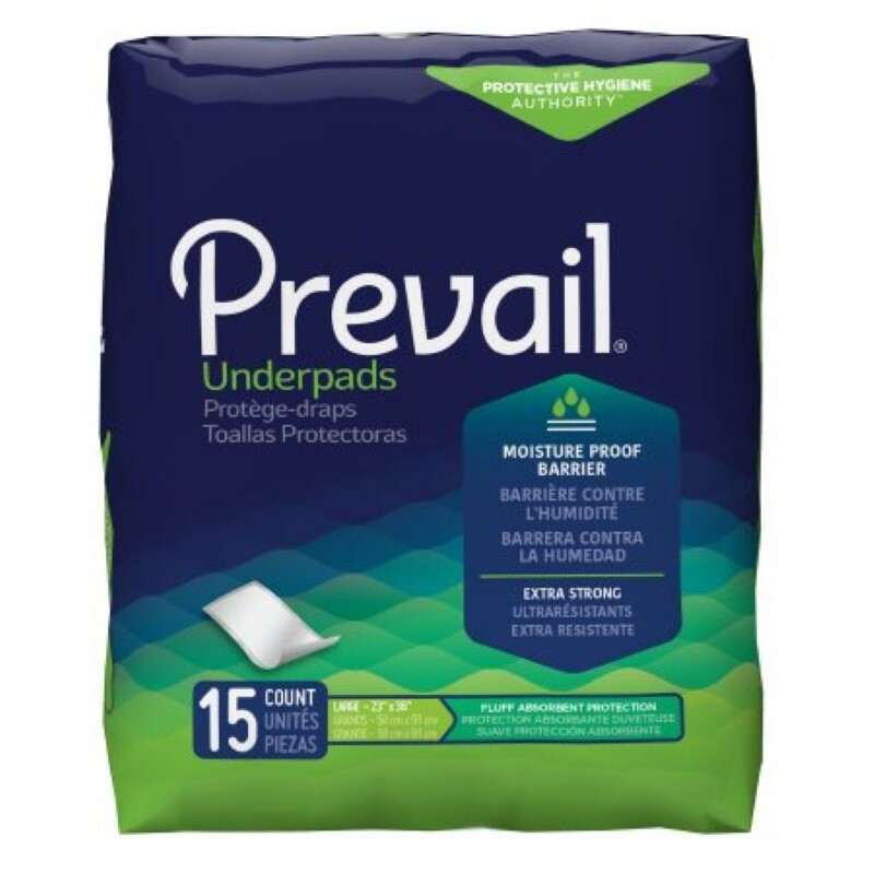 Underpad Prevail 23″ X 36″ Disposable Fluff Absorbency 15 ct Large Extra Strong